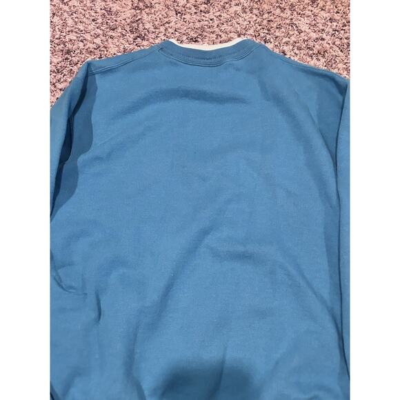 VINTAGE L Sweatshirt Teal Snowman Bedazzled SUNBURST Long Sleeve Grandma Xmas - Picture 9 of 9